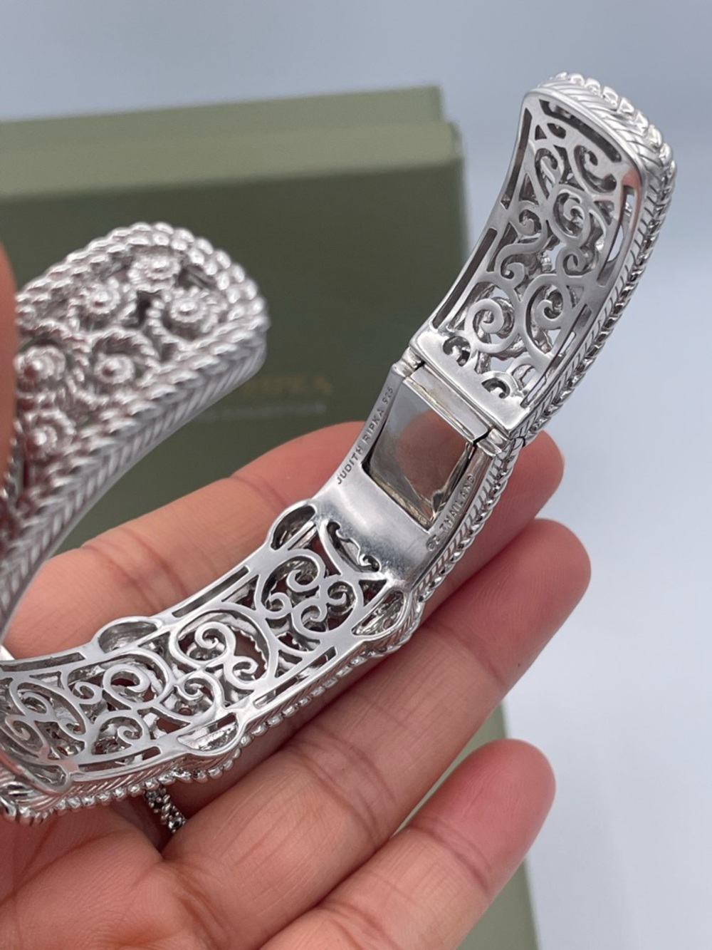 Judith Ripka Sterling Silver 925 Multi Gemstone CZ Cuff Bracelet Heavy 66.6g - Picture 7 of 15